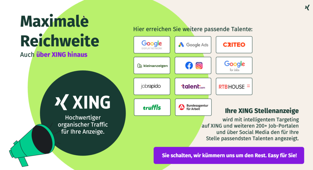 Maximale Reichweite XING Stellenanzeigen