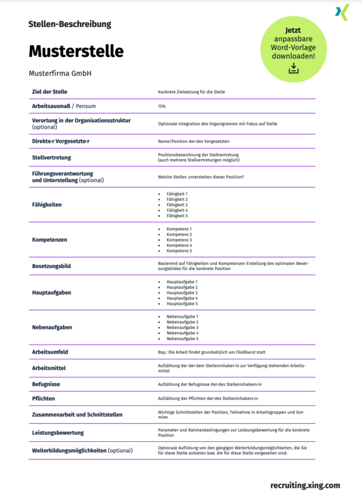 Mit unserer Vorlage für eine Stellenbeschreibung arbeiten Sie möglichst effizient